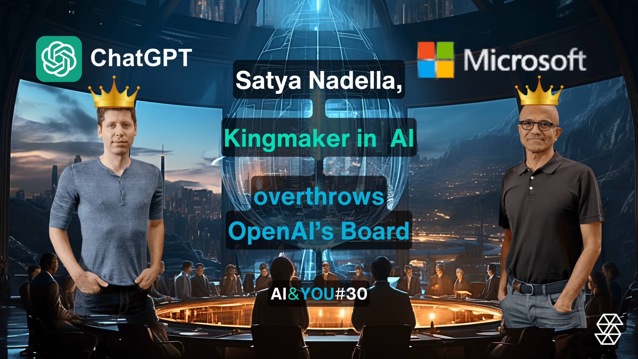 AI&YOU#30: Сатья Наделла грає в короля у світі АІ та скидає стару дошку Open AI